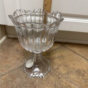 Elegant Clear Glass Pedestal Vase / Candle Canister